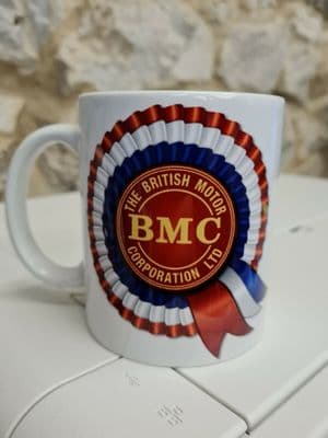 Retro BMC Rosette Cup Mug British Motor Corporation Ltd classic car enthusiasts