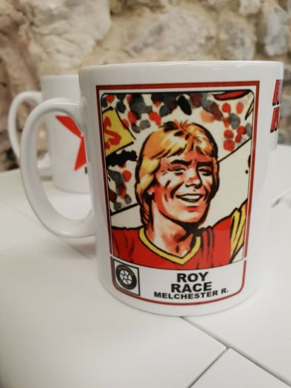 Roy of the Rovers 1970s era style Cup Mug featuring Roy Race Panini