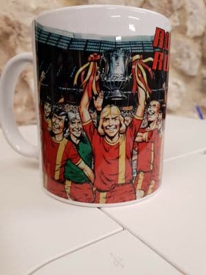 Roy of the Rovers 1980 FA Cup Mug featuring Roy Race Melchester Rovers Team