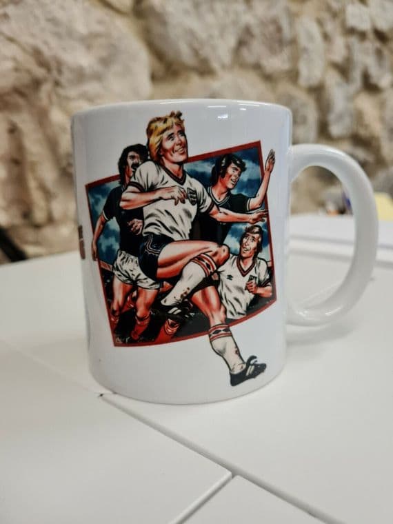 Roy of the Rovers 1986 era Cup Mug featuring Roy Race Melchester International