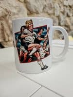 Roy of the Rovers 1986 era Cup Mug featuring Roy Race Melchester International