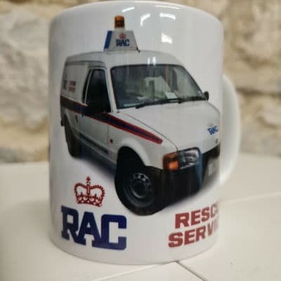 Royal Automobile Ford Escort van mug cup retro vintage nostalgia 1980s logo R AC