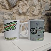 Set of 2 Raleigh Mag Burner BMX cup mug Skyway Mongoose GT Bikes Haro Hutch Team