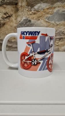 Skyway TA Classic BMX 1980s era style Cup Mug White Red Sky Way