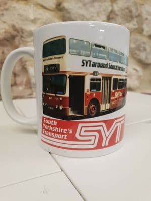 SYT South Yorkshire Transport Leyland Atlantean bus 1980s Logo Cup Mug Sheffield