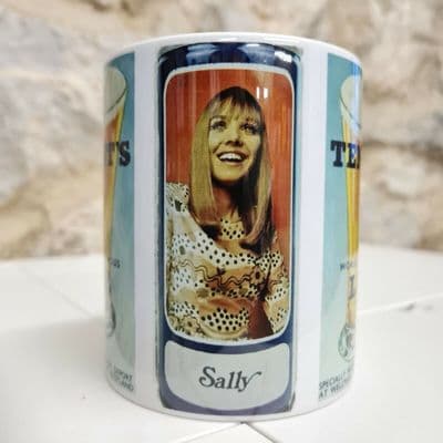 Tennents Lager Lovelies Sally Cup Mug nostalgic gift Glamour can tin Tennants