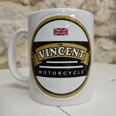 The Vincent Motorcycle Stevenage logo cup mug perfect gift motorbike mechanic