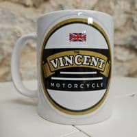 The Vincent Motorcycle Stevenage logo cup mug perfect gift motorbike mechanic