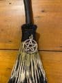 Broomstick Witches Broom  Cream Pentagram Charm 20cm Tall