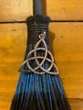 Broomstick Witches Broom Dark Blue Celtic Charm 20cm Tall