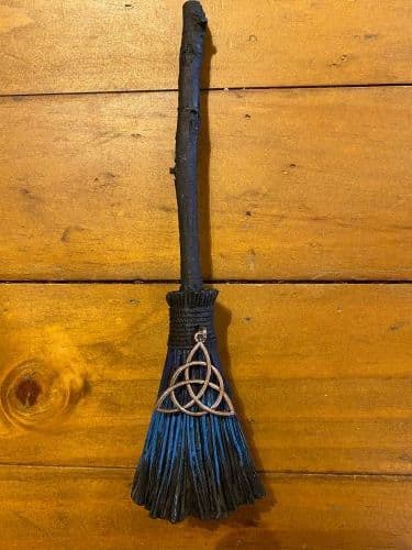 Broomstick Witches Broom Dark Blue Celtic Charm 20cm Tall