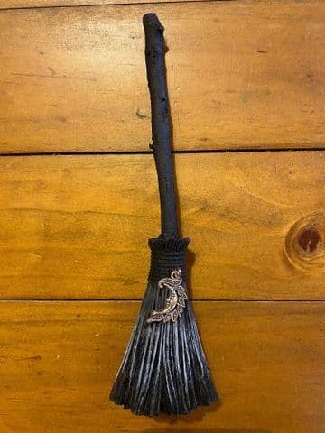 Broomstick Witches Broom Grey Man in the Moon Charm 20cm Tall