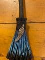 Broomstick Witches Broom Light Blue Feather Charm 20cm Tall