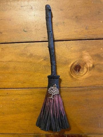Broomstick Witches Broom Red Tree of Life Charm 20cm Tall
