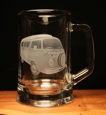 Camper Van VW Type 2 Engraved Glass Pint Tankard