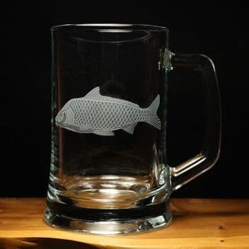 Carp Fish Engraved Glass Tankard