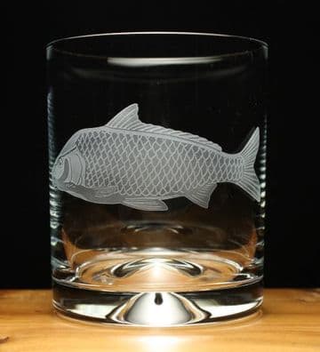 Carp Fish Engraved Glass Tumbler