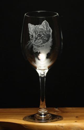 Cat Kitten Engraved 350ml Wine Glass