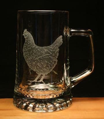 Chicken Hen Bird Engraved Glass Tankard
