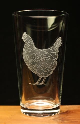 Chicken Hen Bird Engraved Pint Beer Glass