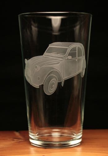 Citroen 2CV Engraved Pint Beer Glass
