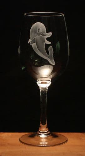 Dolphin Engraved 350ml Wine Glass