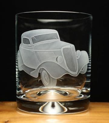 Ford Hot Rod Roadster Engraved Glass Tumbler