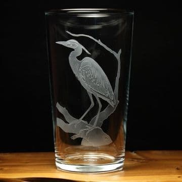 Heron Bird Engraved Beer Pint Glass