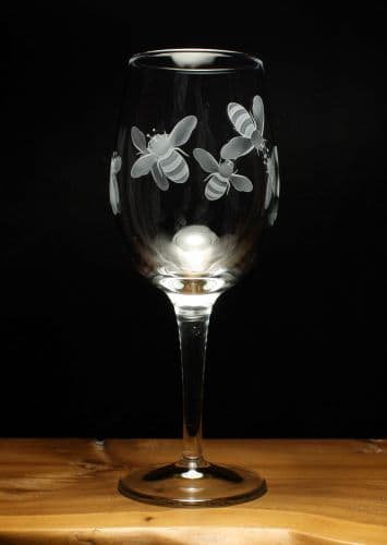 Honey Bees Engraved 350ml Wine Glass