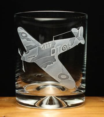 Hurricane Aircraft Engraved Glass Tumbler