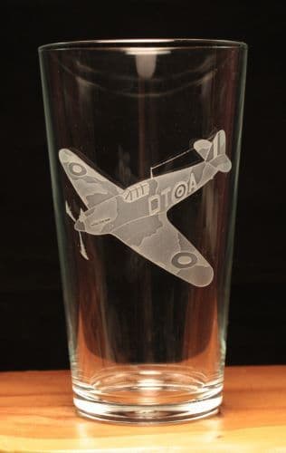 Hurricane WW2 Aircraft Engraved Pint Beer Glass