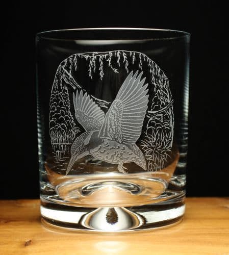Kingfisher Bird Engraved Glass Tumbler