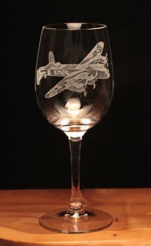 Lancaster WW2 Aircraft Engraved 350ml Wine Glass