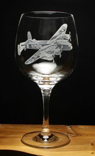 Lancaster WW2 Aircraft Engraved Gin Copa Glass