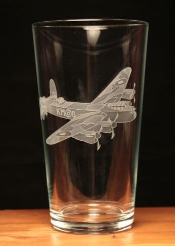 Lancaster WW2 Aircraft Engraved Pint Beer Glass