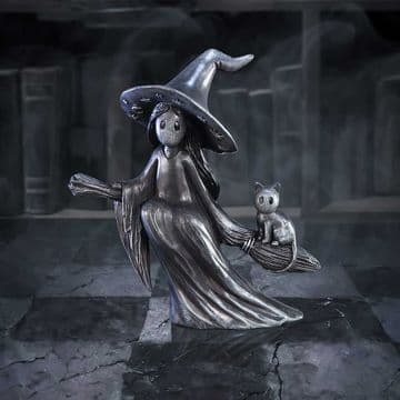 Little Souls Beam Witch on Broomstick with Cat 12.7cm