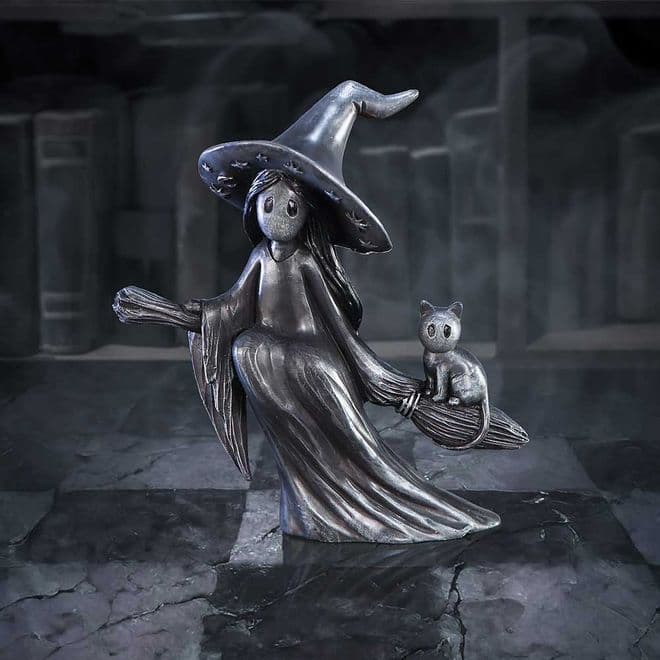 Little Souls Beam Witch on Broomstick with Cat 12.7cm