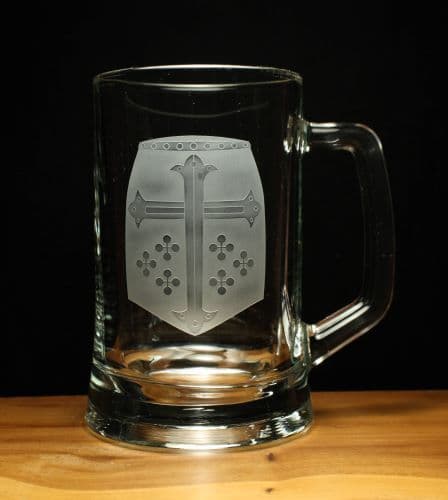 Medieval Helmet Armour Engraved Pint Glass Tankard