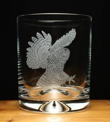 Owl Bird Hunting Engraved Glass Tumbler