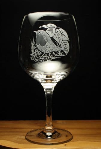 Robin Bird Engraved Gin Copa Glass