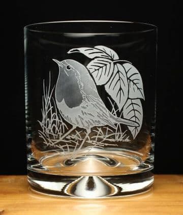 Robin Bird Engraved Glass Tumbler