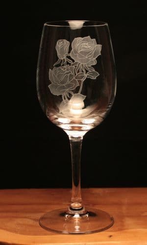 Roses Engraved 350ml Wine Glass