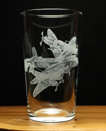 Spitfire, Lancaster, Hurricane Aircraft Engraved Pint Beer Glass