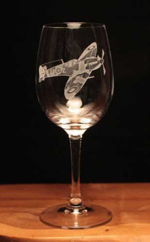 Spitfire WW2 Aircraft Engraved 350ml Wine Glass