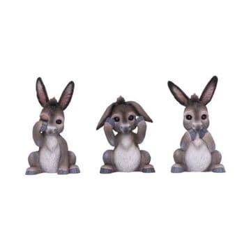 Three Wise Donkeys 11cm See no Evil Hear no Evil Speak no Evil
