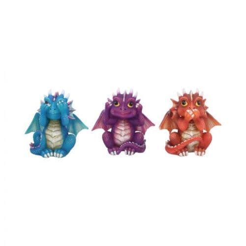 Three Wise Dragonlings 8.5cm See no Evil Hear no Evil Speak no Evil