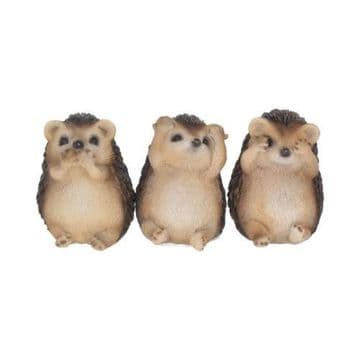 Three Wise Hedgehogs 8.5cm See no Evil Hear no Evil Speak no Evil