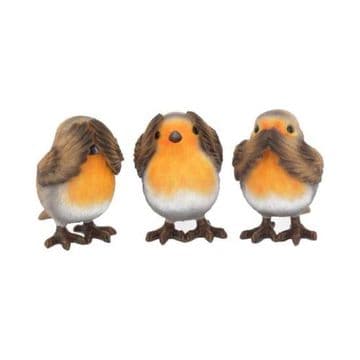 Three Wise Robin Figures 8cm See no Evil Hear no Evil Speak no Evil