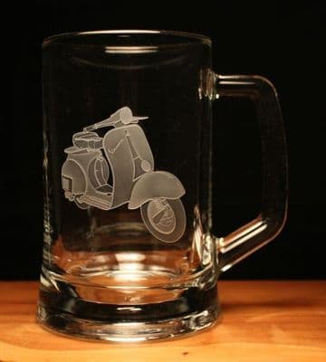 Vespa Scooter Engraved Glass Pint Tankard