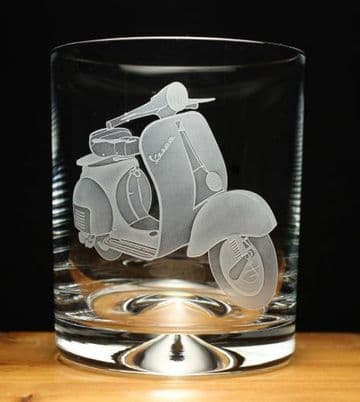 Vespa Scooter Engraved Glass Tumbler